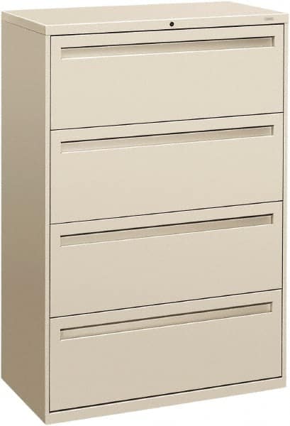 Horizontal File Cabinet: 4 Drawers, Steel, Light Gray MPN:HON784LQ