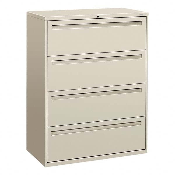 Horizontal File Cabinet: 4 Drawers, Steel, Light Gray MPN:HON794LQ