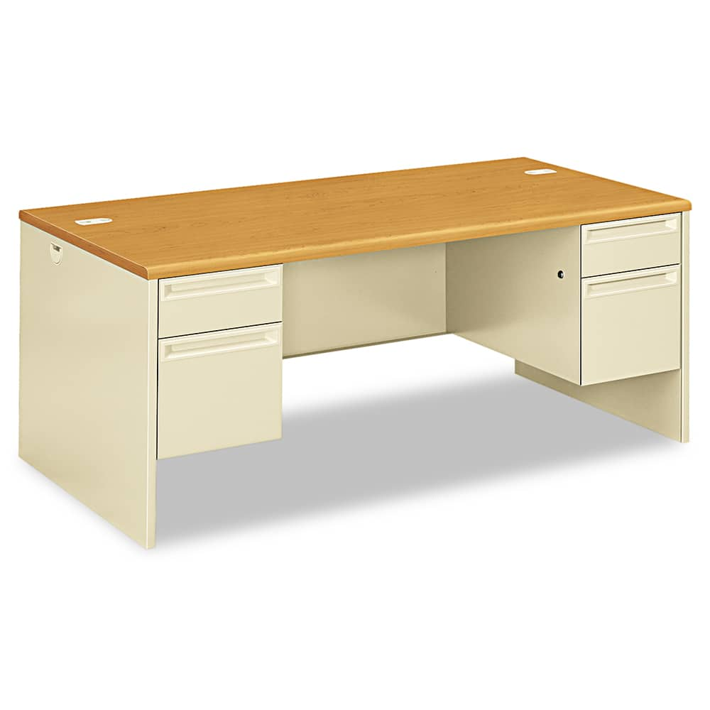 38000 SERIES DOUBLE PEDESTAL DESK, 72W X 36D X 29.5H, HARVEST/PUTTY MPN:HON38180CL