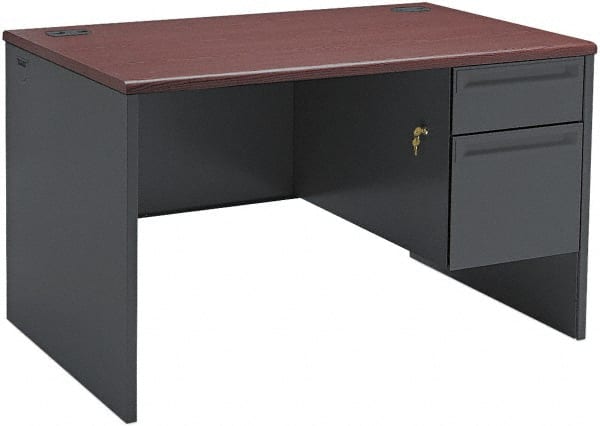 Desk: Steel-Reinforced High-Pressure Laminate & Metal, Mahogany & Charcoal MPN:HON38251NS