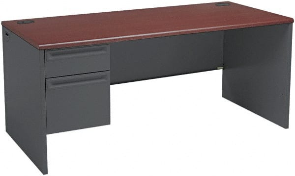 Desk: Steel-Reinforced High-Pressure Laminate & Metal, Mahogany & Charcoal MPN:HON38292LNS