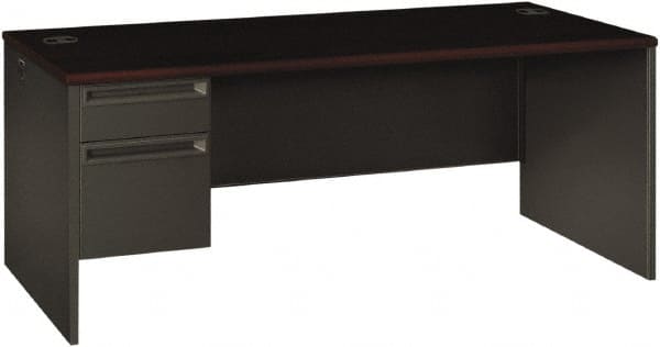 Desk: Steel-Reinforced High-Pressure Laminate, Mahogany & Charcoal MPN:HON38294LNS