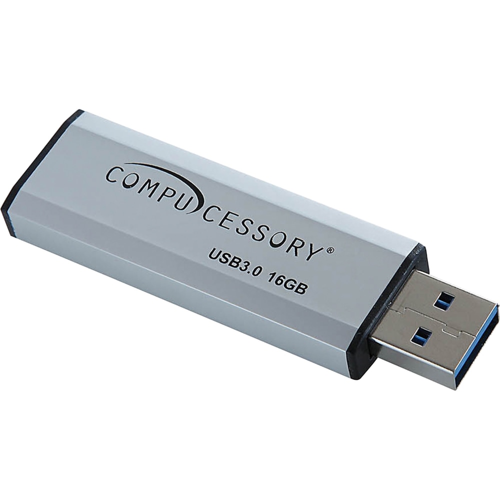 Compucessory 16GB USB 3.0 Flash Drive - 16 GB - USB 3.0 - Silver (Min Order Qty 4) MPN:26469