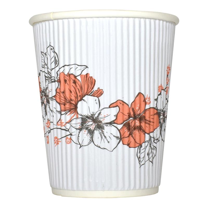 Hotel Emporium Floral Ripple Hot Cups, 16 Oz, 100% Recycled, White, Pack Of 500 Cups MPN:FLORAL-RIPPLE-16OZ