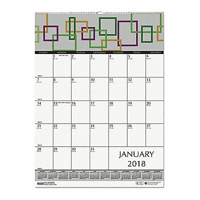 Monthly Calendar 12 x 16-1/2 Sheet MPN:3492