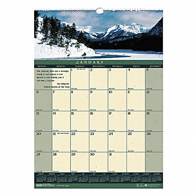 Monthly Wall Calendar 12x16-1/2 In. MPN:HOD362