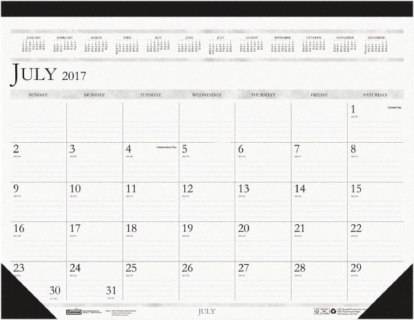 Desk Pad Calendar: 12 Sheets, Blue & White Paper MPN:HOD155HD