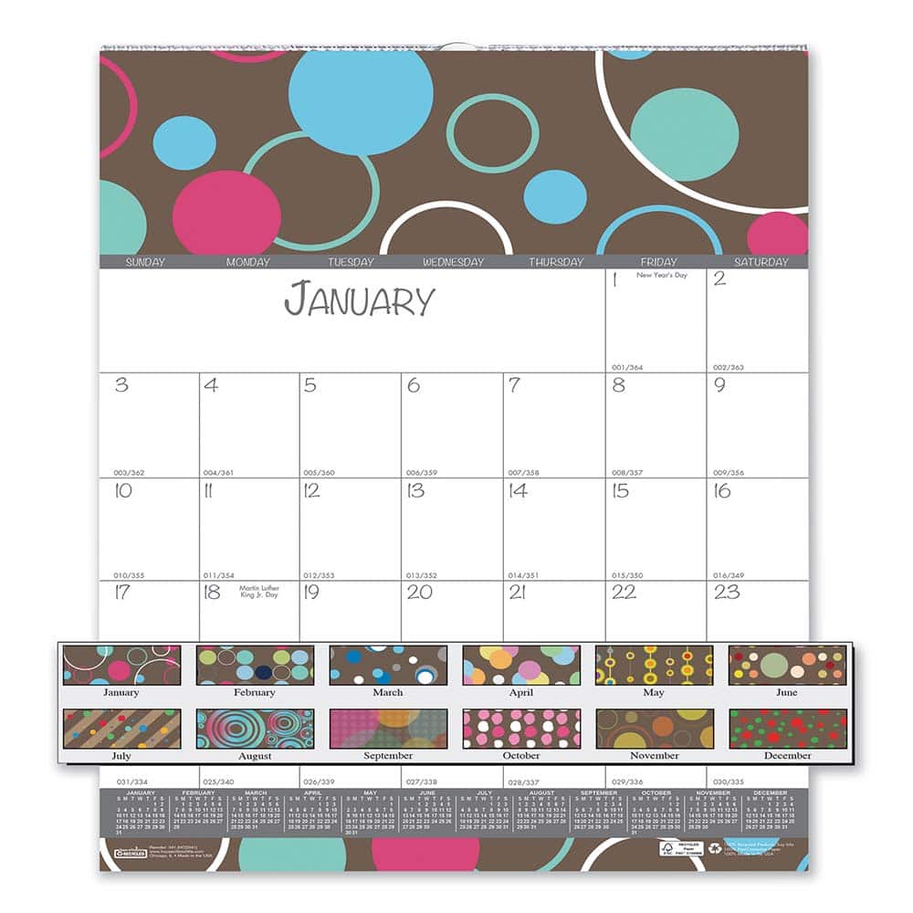 Wall Calendar: 13 Sheets, Planner Ruled MPN:HOD340