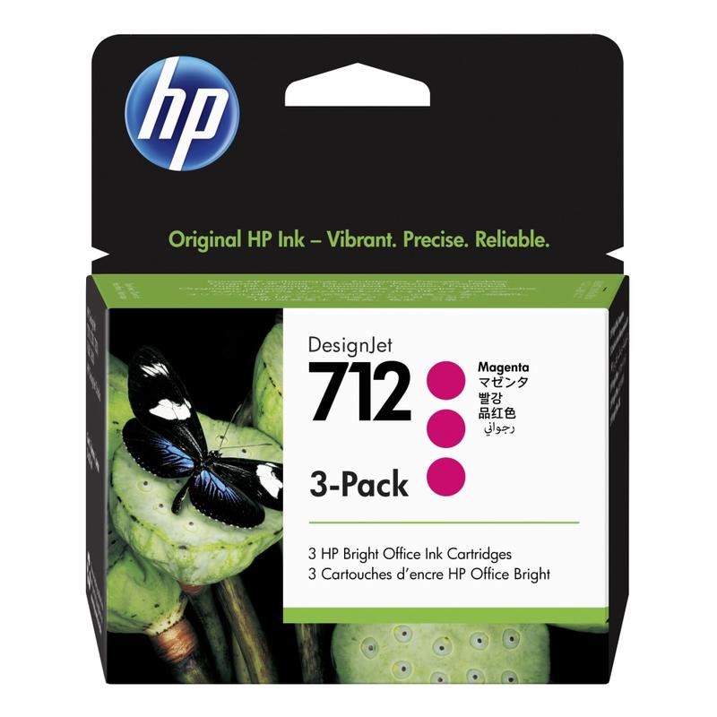 HP 712 DesignJet Magenta High-Yield Ink Cartridges, Pack Of 3, 3ED68A MPN:3ED78A