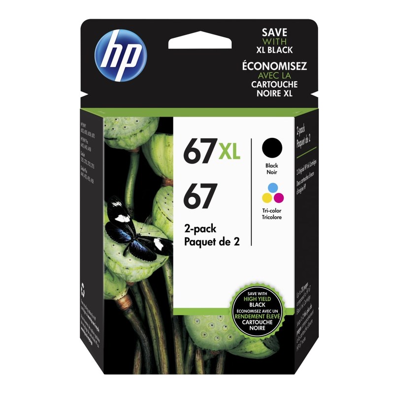 HP 67XL Black/67 Tri-Color High-Yield Ink Cartridges, Pack Of 2, 3YP30AN (Min Order Qty 2) MPN:3YP30AN#140