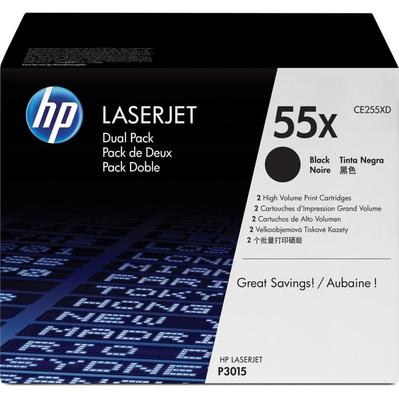 HP 55X Black High Yield Toner Cartridges, Pack Of 2, CE255XD MPN:CE255XD