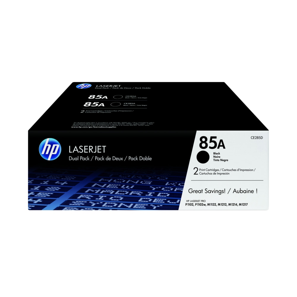 HP 85A Black Toner Cartridges, Pack Of 2, CE285D MPN:CE285D