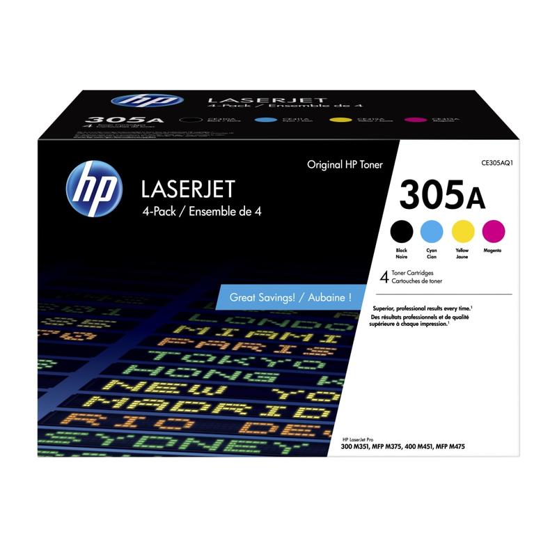 HP 305A Black And Cyan, Magenta Yellow Toner Cartridges, Pack Of 4, CF370AM MPN:CE305AQ1