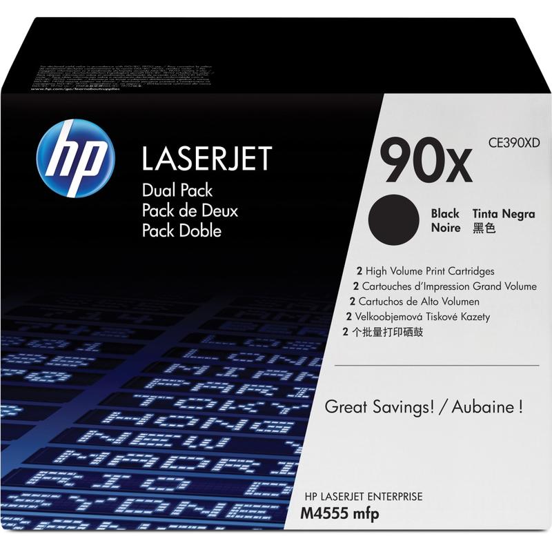 HP 90X Black High Yield Toner Cartridges, Pack Of 2, CE390XD MPN:CE390XD