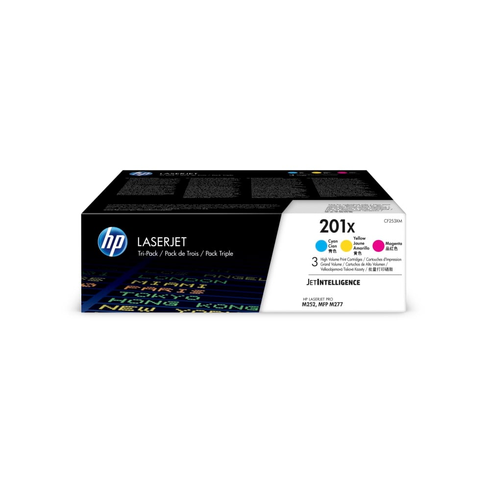 HP 201X Cyan; Magenta; Yellow High Yield Toner Cartridges, Pack Of 3, CF253XM MPN:CF253XM