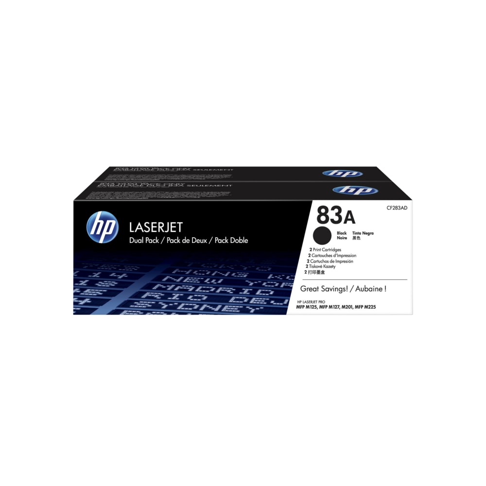 HP 83A Black Toner Cartridges, Pack Of 2, CF283AD MPN:CF283AD