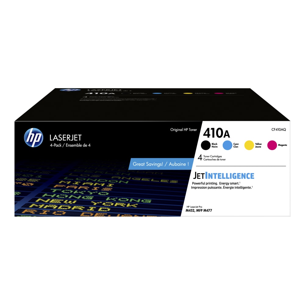 HP 410A Black And Cyan, Magenta, Yellow Toner Cartridges, Pack Of 4, CF410AQ MPN:CF410AQ