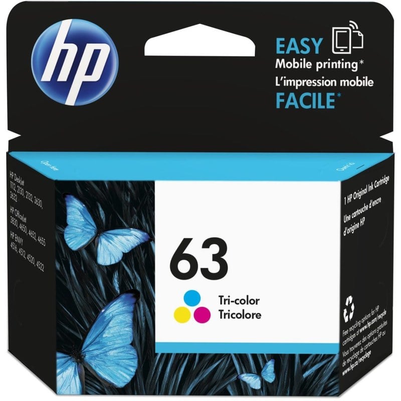 HP 63 Tri-Color Ink Cartridge, F6U61AN (Min Order Qty 2) MPN:F6U61AN