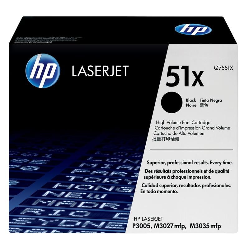 HP 51X Black High Yield Toner Cartridge, Q7551X MPN:Q7551X