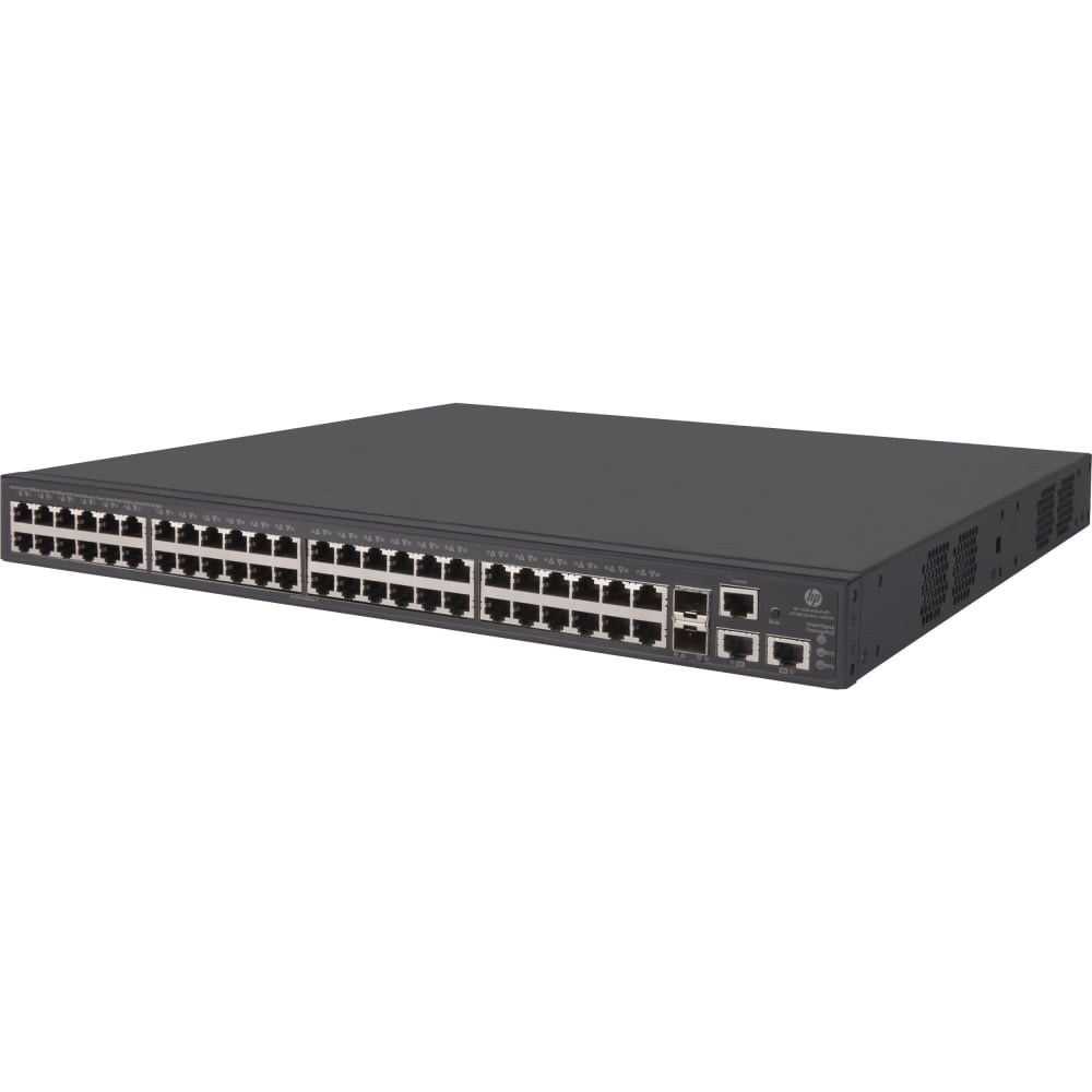 HPE 1950-48G-2SFP+-2XGT-PoE+(370W) Switch - 50 Ports - Manageable - Gigabit Ethernet, 10 Gigabit Ethernet - 10/100Base-TX, 10/100/1000Base-T, 10GBase-T, 10GBase-X - 3 Layer Supported - Power Supply - Twisted Pair, Optical Fiber - 1U High MPN:JG963A#ABA