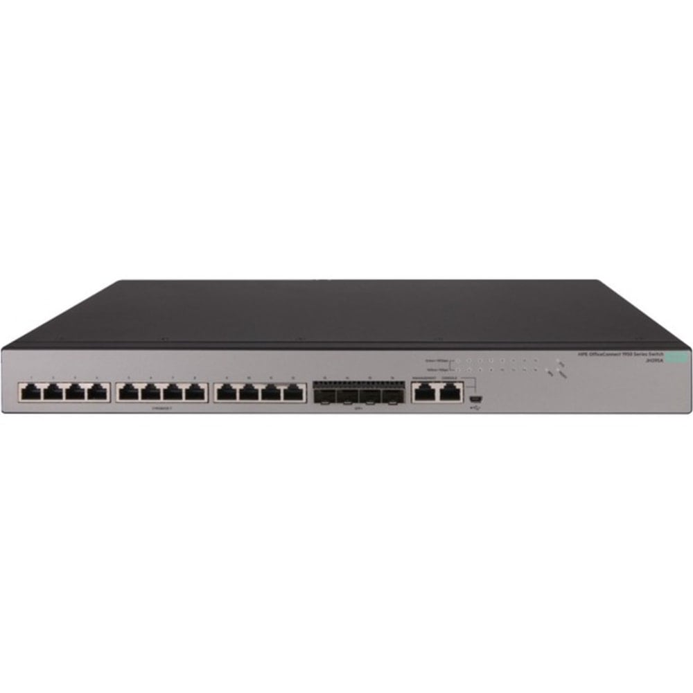 HPE OfficeConnect 1950 12XGT 4SFP+ Switch - 12 Ports - Manageable - 10 Gigabit Ethernet - 10GBase-T, 10GBase-X - 3 Layer Supported - Modular - Twisted Pair, Optical Fiber - Rack-mountable MPN:JH295A#ABA