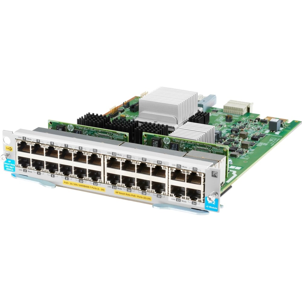 HPE - Expansion module - Gigabit Ethernet (PoE+) x 20 + 1/2.5/5/10GBase-T (PoE+) x 4 - for HPE Aruba 5406R, 5406R 16, 5406R 44, 5406R 8-port, 5406R zl2, 5412R, 5412R 92, 5412R zl2 MPN:J9991A