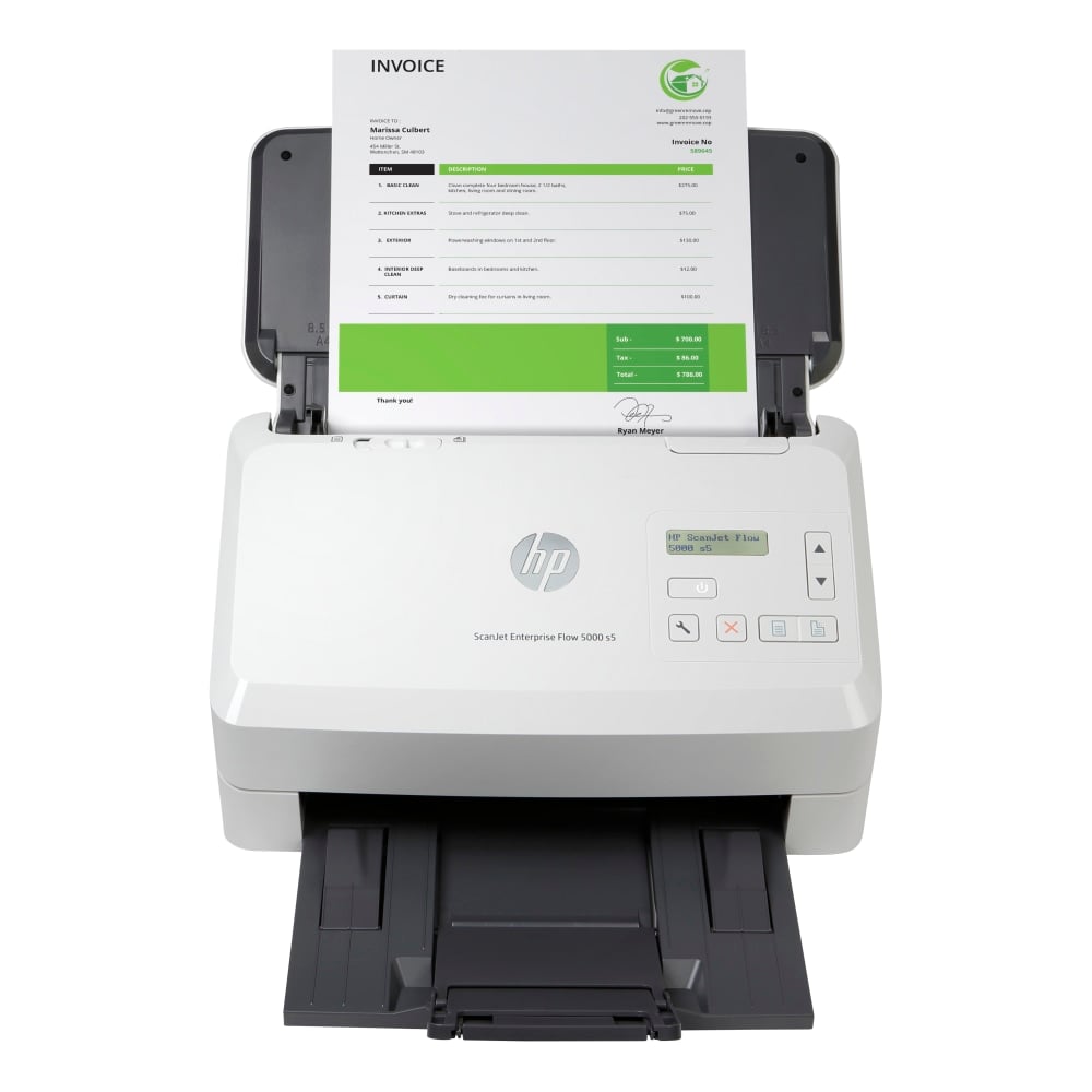 HP ScanJet Enterprise Flow 5000 s5 Color Scanner, 7.5inH x 12.2inW x 7.8inD, 6FW09A#BGJ MPN:6FW09A#BGJ