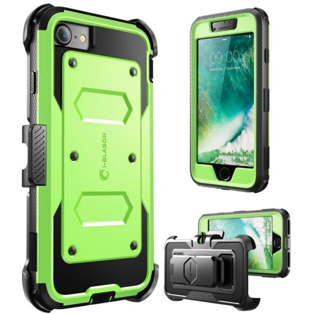 i-Blason Armorbox Carrying Case (Holster) Apple iPhone 8 Smartphone - Green - Drop Resistant - Polycarbonate, Thermoplastic Polyurethane (TPU) Body (Min Order Qty 3) MPN:IPH8-ARMOBX-GN