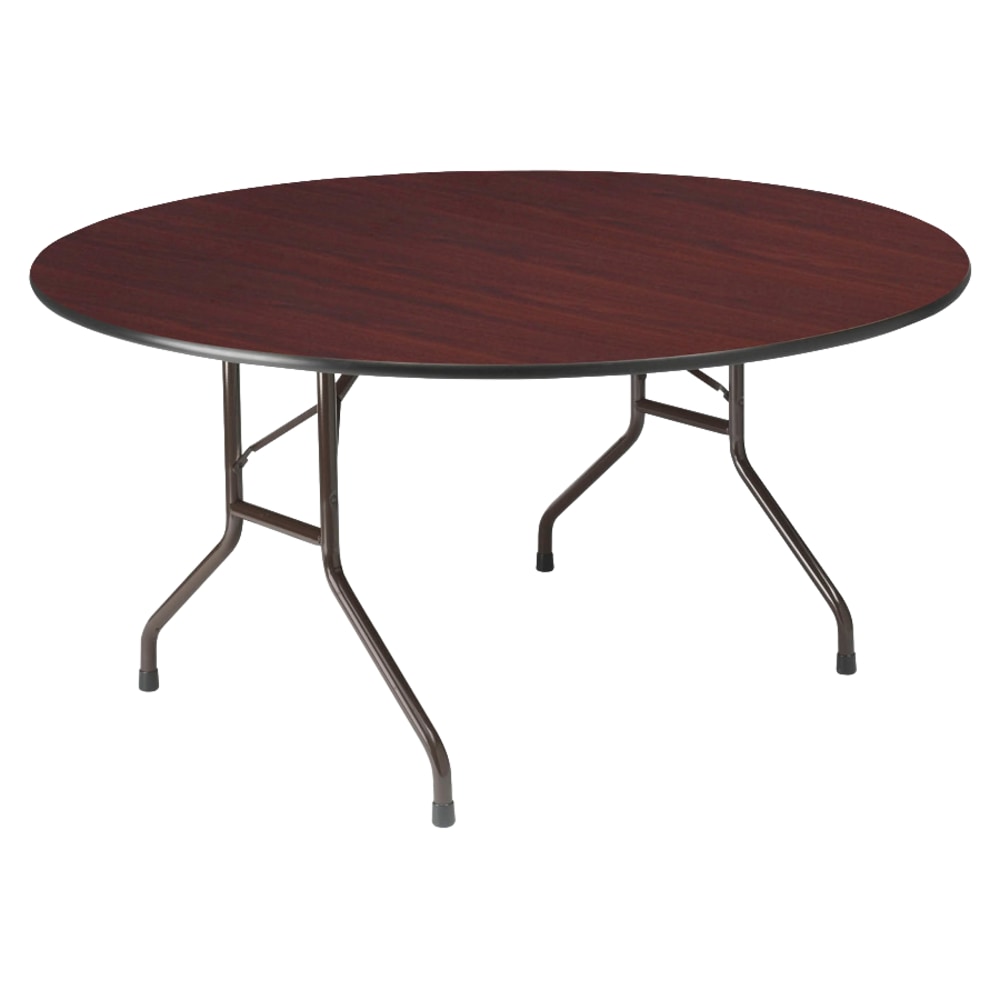 Iceberg Premium Wood Laminate Folding Table, Round, 60inW x 60inD, Mahogany/Steel Gray MPN:55264