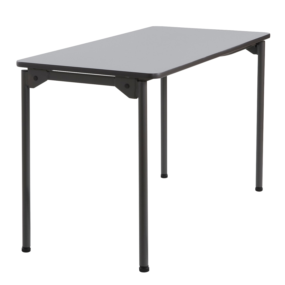 Iceberg Maxx Legroom-Series Wood Folding Table, 24inW x 48inD, Gray/Black MPN:65807