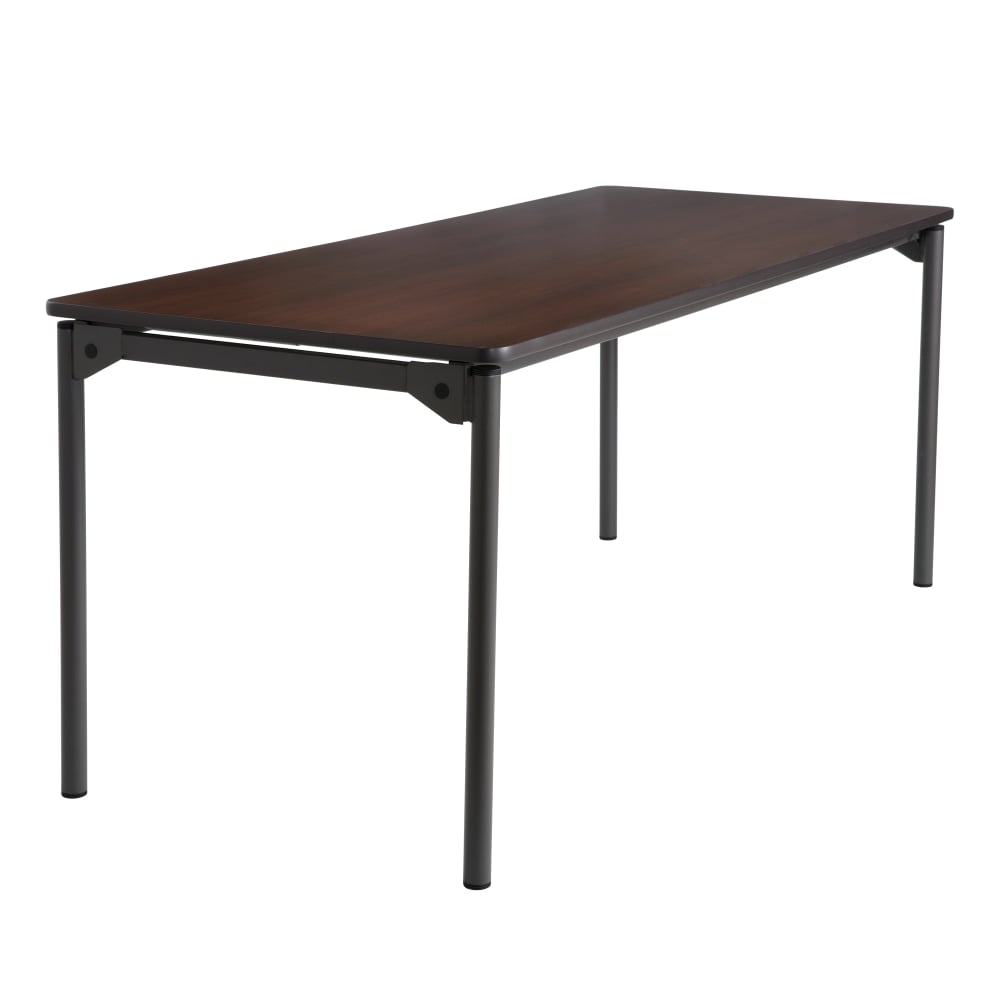 Iceberg Maxx Legroom-Series Wood Folding Table, 30inW x 60inD, Walnut/Black MPN:65824