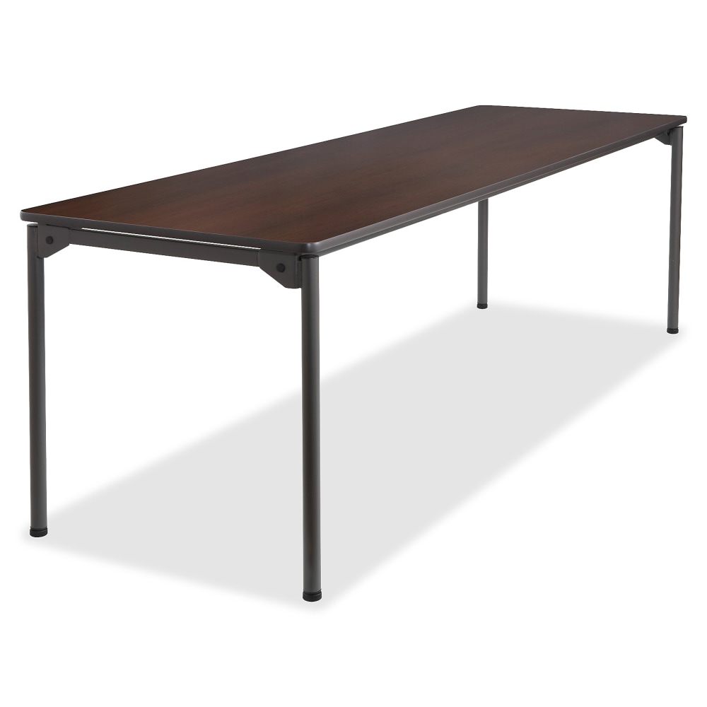 Iceberg Maxx Legroom-Series Wood Folding Table, 30inW x 96inD, Walnut/Black MPN:65834