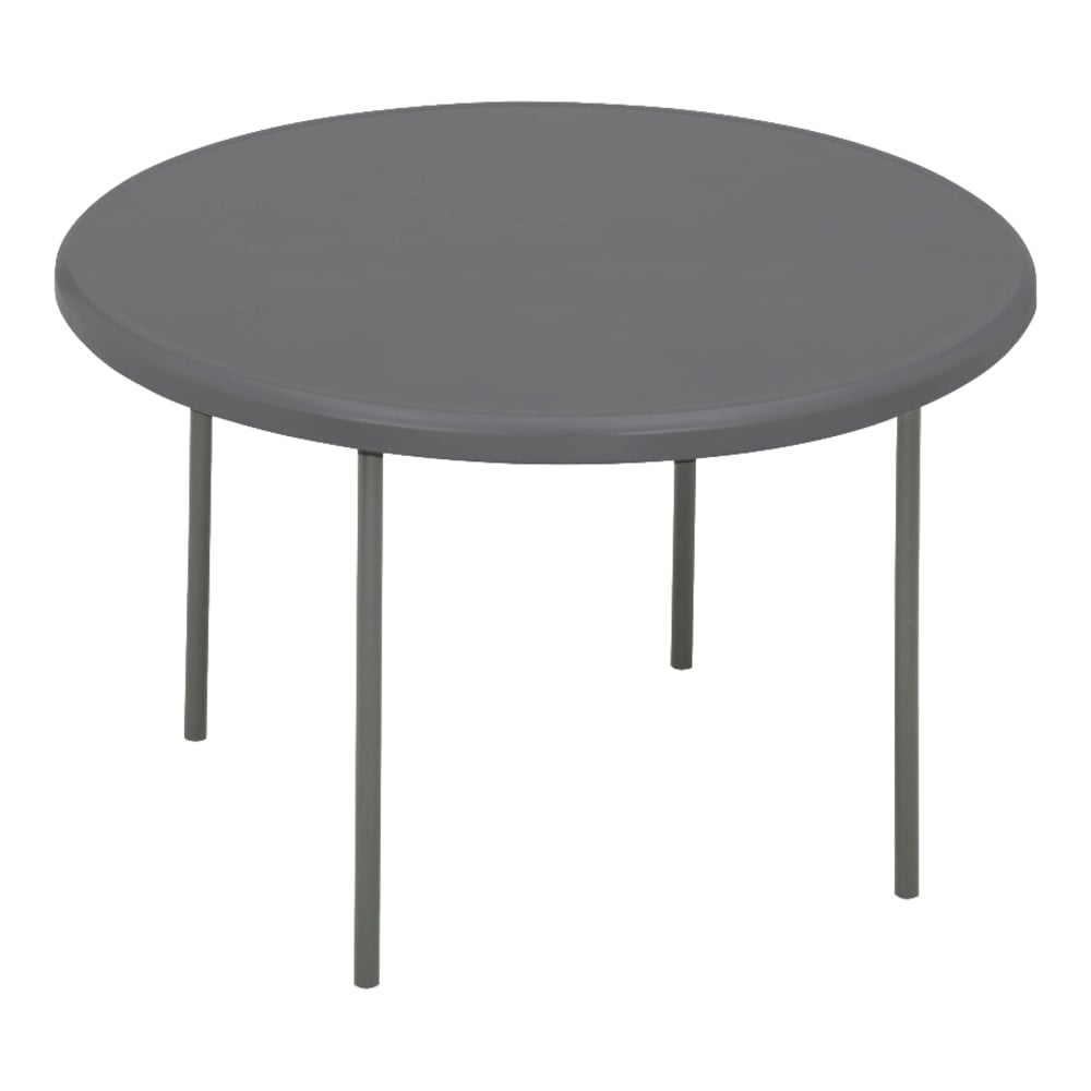 Iceberg Indestruct-Table Too Round Folding Table, 29inH x 48inD, Charcoal/Gray MPN:65247