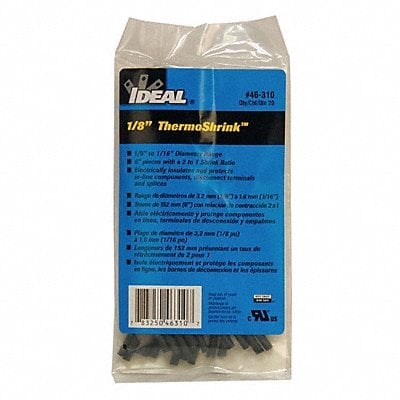 Shrink Tubing 6 in Blk 0.146 in ID PK20 MPN:46-310