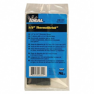 Shrink Tubing 6 in Blk 0.539 in ID PK5 MPN:46-322