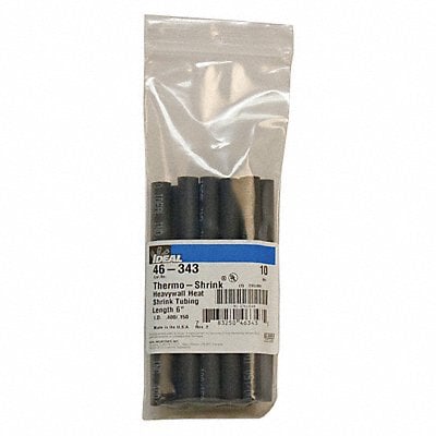 Shrink Tubing 6 in Blk 0.4 in ID PK10 MPN:46-343