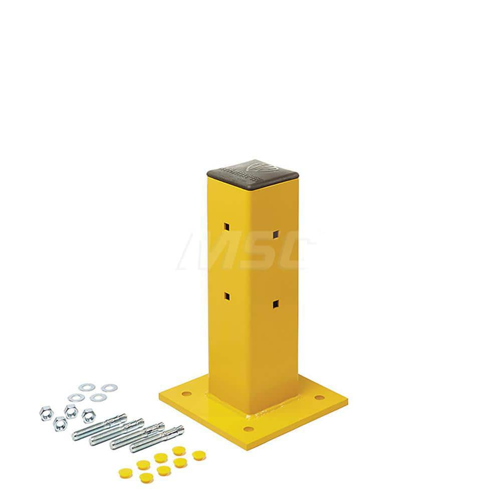 Traffic Guard Rail Mount Post: Built-In & In-Ground Mount, Steel, Yellow MPN:60-7460-018-A