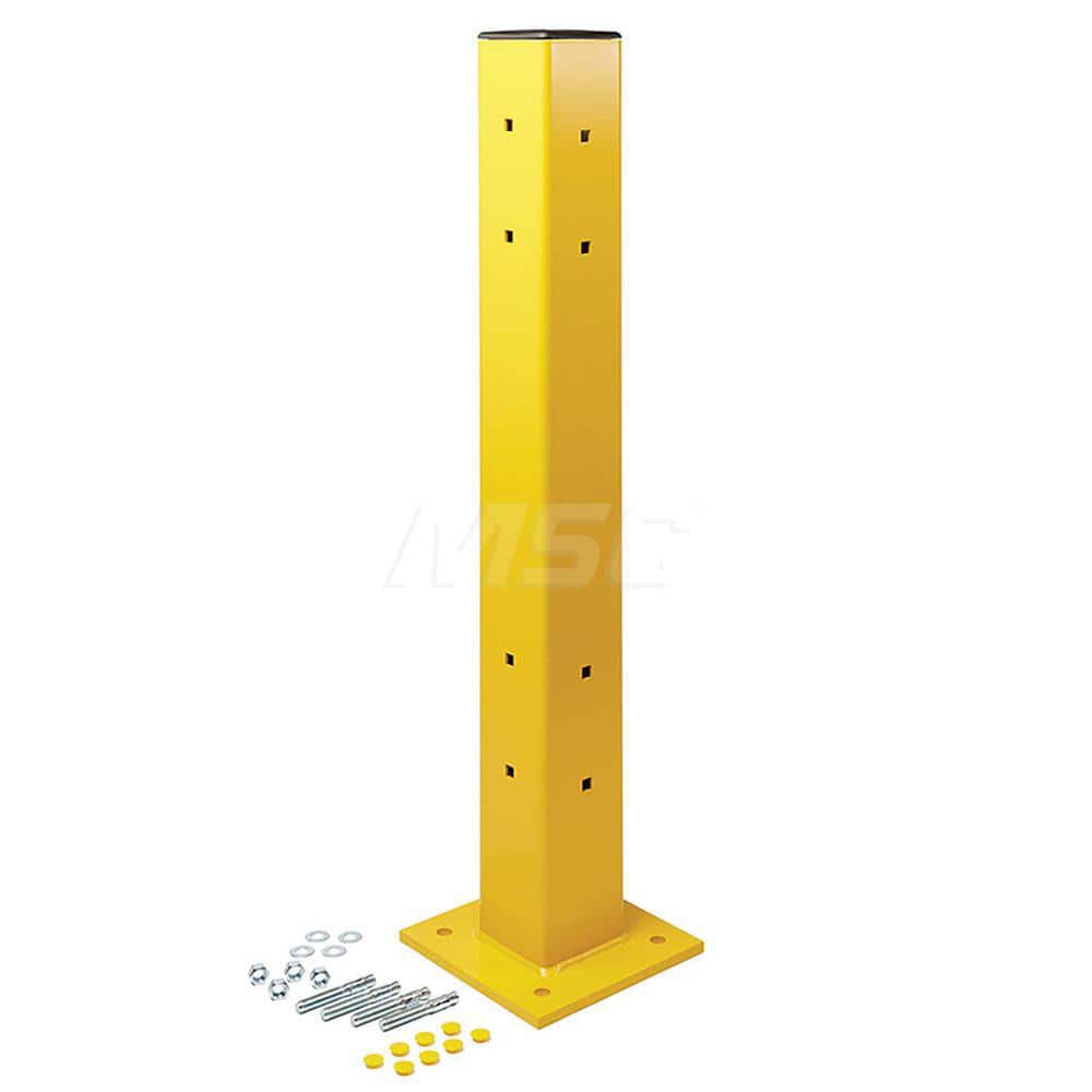 Traffic Guard Rail Mount Post: Built-In & In-Ground Mount, Steel, Yellow MPN:60-7460-044-A