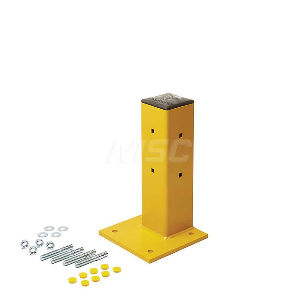 Traffic Guard Rail Mount Post: Built-In & In-Ground Mount, Steel, Yellow MPN:60-7461-018-A