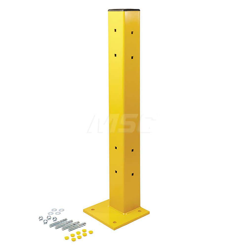 Traffic Guard Rail Mount Post: Built-In & In-Ground Mount, Steel, Yellow MPN:60-7461-044-A