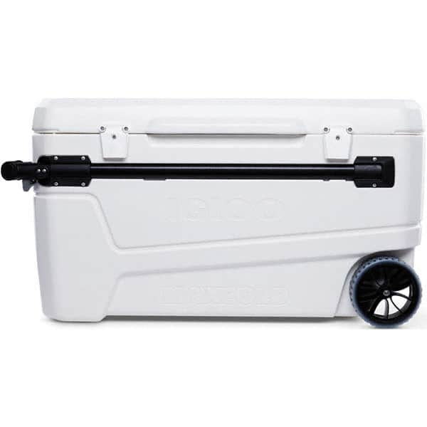 Portable Coolers, Portable Cooler Type: Ice Chest with Wheels , Body Color: White , Volume Capacity: 110 qt , Material: Poly , Depth (Inch): 23-1/4  MPN:50170