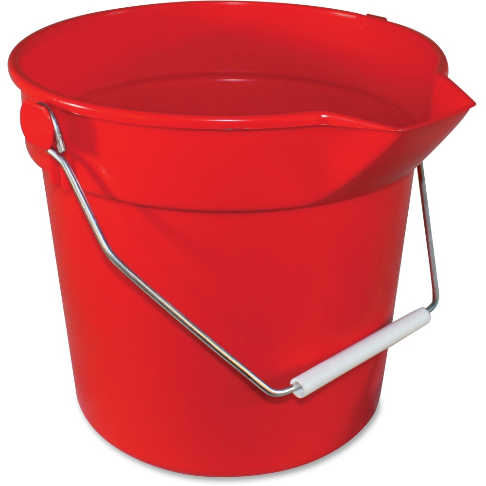 Impact 10-quart Deluxe Bucket - 2.50 gal - Handle, Spill Resistant, Embossed, Acid Resistant, Alkali Resistant, Chemical Resistant, Heavy Duty, Rugged - 10.2in x 11.1in - Polypropylene - Red - 1 Each (Min Order Qty 5) MPN:5510R