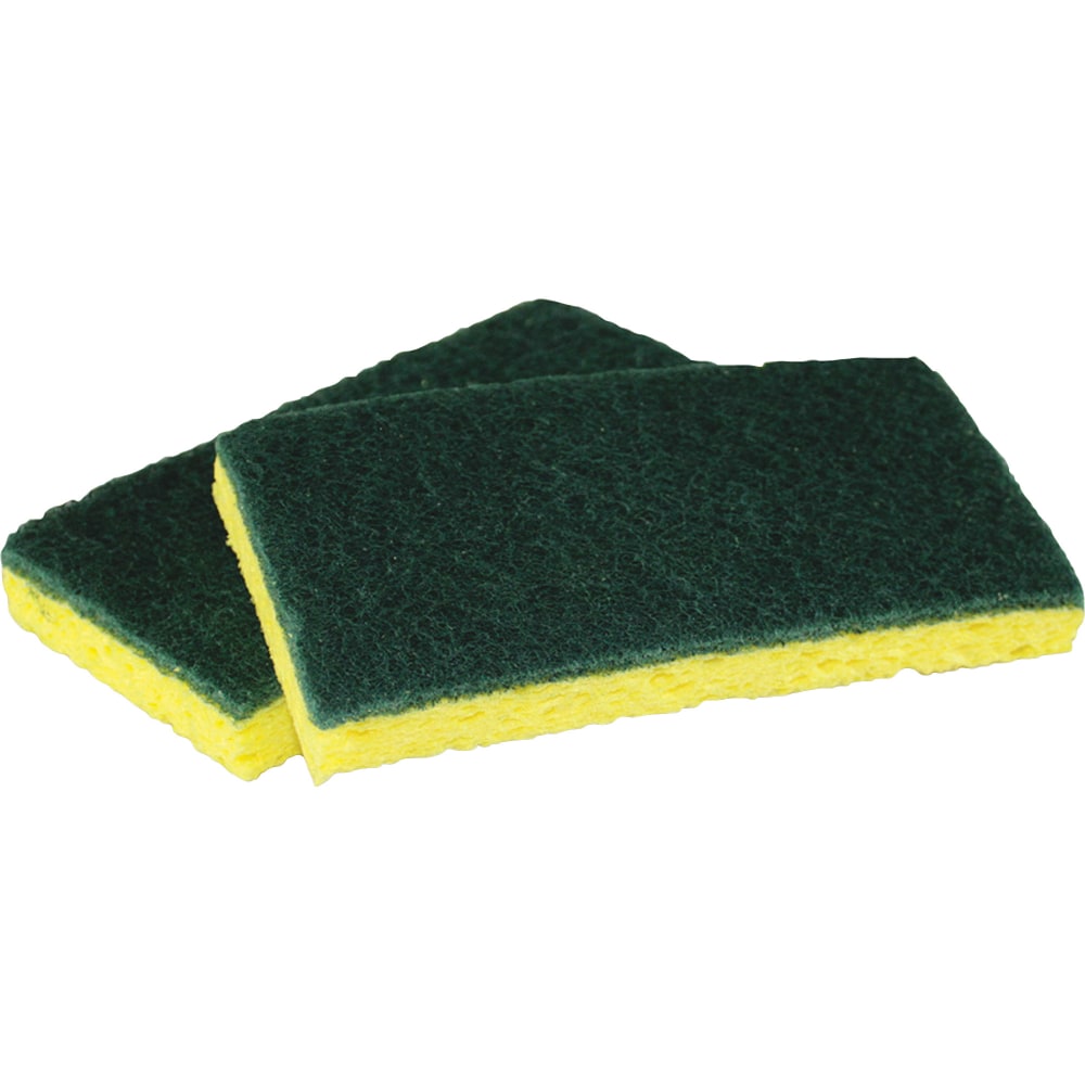 Impact Cellulose Scrubber Sponge - 0.9in Height x 3.2in Width x 6.3in Length - 5/Pack - Cellulose - Yellow, Green (Min Order Qty 5) MPN:7130P