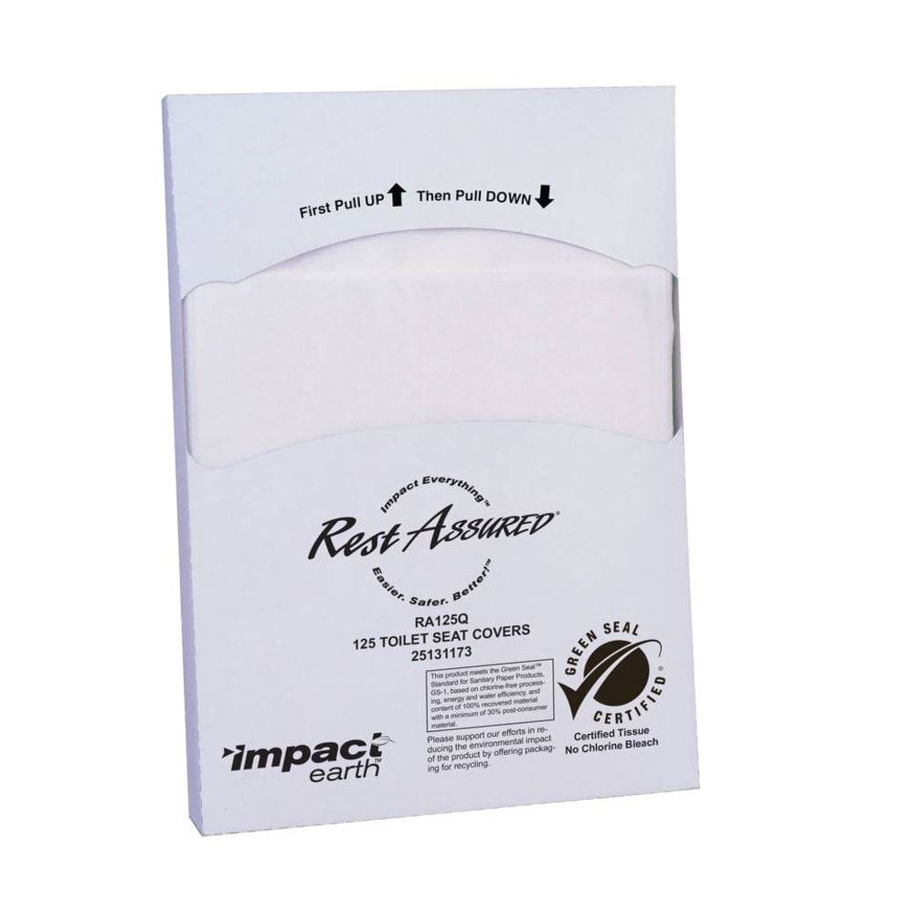 Impact Rest Assured Impact Earth Seat Covers, 100% Recycled, White, 125 Covers Per Pack, Case Of 40 Packs MPN:25131173