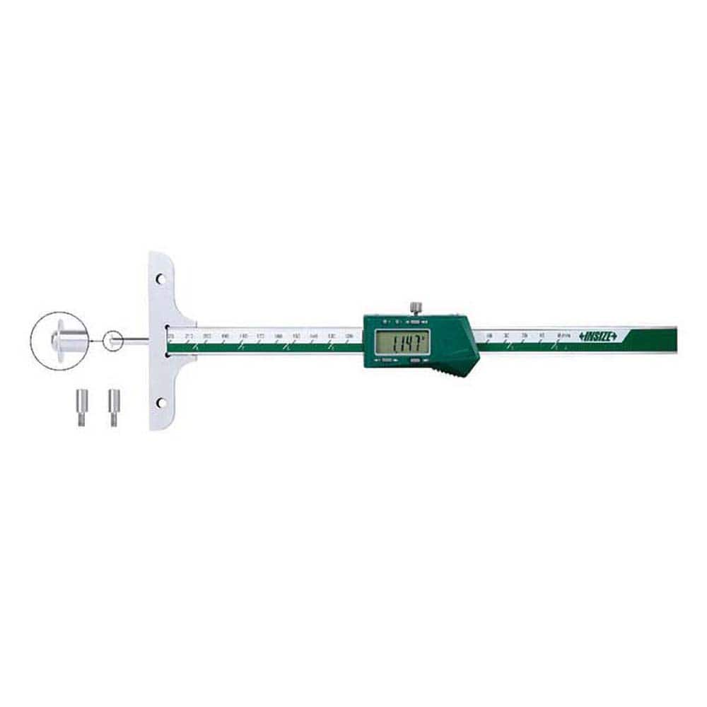 Electronic Depth Gages, Maximum Measurement (mm): 100.00, Resolution (Decimal Inch): 0.0005, Base Length (Inch): 3.4000, Data Output: Yes, Calibrated: Yes MPN:1148-100E