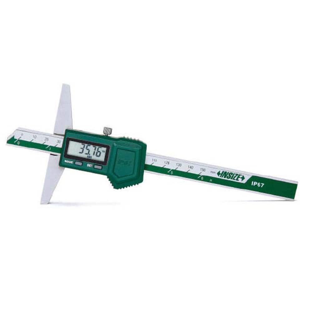 Electronic Depth Gages, Maximum Measurement (mm): 150.00, Resolution (Decimal Inch): 0.0005, Base Length (Inch): 3.9370, Data Output: Yes, Calibrated: Yes MPN:1149-150