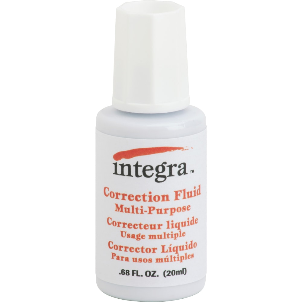 Integra Multipurpose Correction Fluid - Brush Applicator - 22 mL - White - 1 Each (Min Order Qty 11) MPN:01539