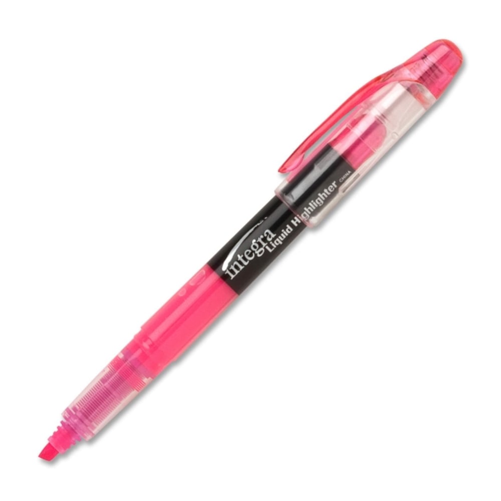 Integra Liquid Highlighters - Chisel Marker Point Style - Fluorescent Pink - 1 Dozen (Min Order Qty 6) MPN:33312