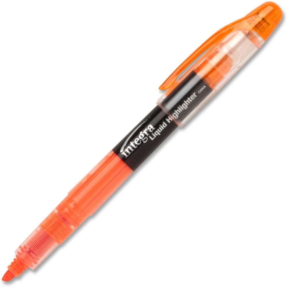 Integra Liquid Highlighters - Chisel Marker Point Style - Fluorescent Orange - 1 Dozen (Min Order Qty 6) MPN:33313