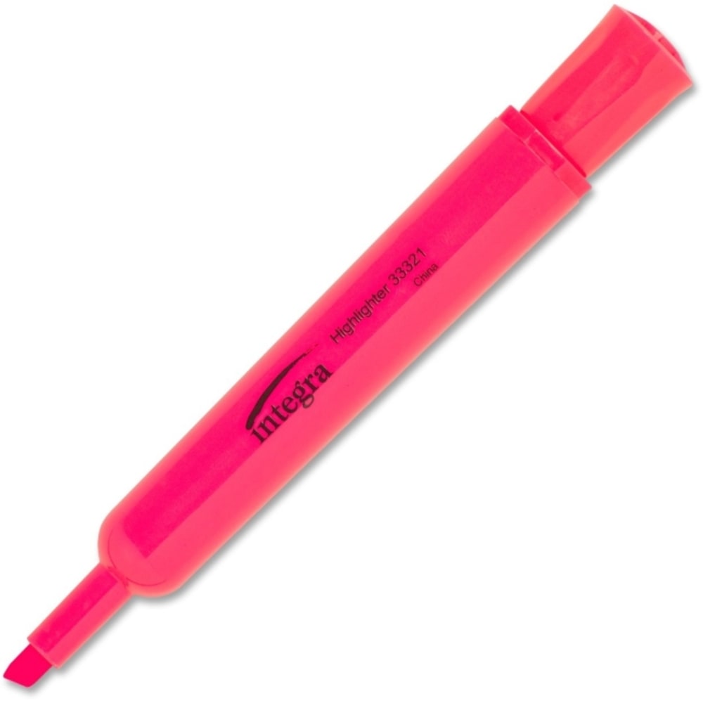 Integra Chisel Desk Liquid Highlighters - Chisel Marker Point Style - Fluorescent Pink - 1 Dozen (Min Order Qty 7) MPN:33321